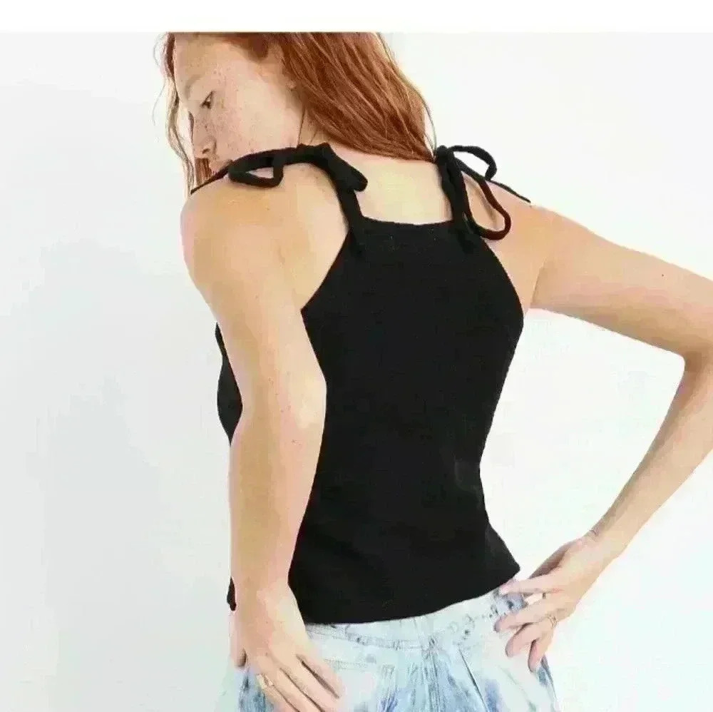 Madewell Women's Black Tie Strap Casual Lightweight Tank Top S